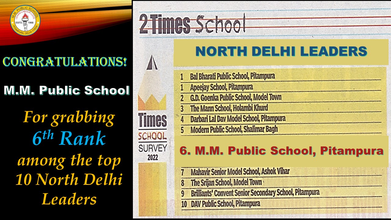 M.M. Public School Soars High Among Top North Delhi Schools
