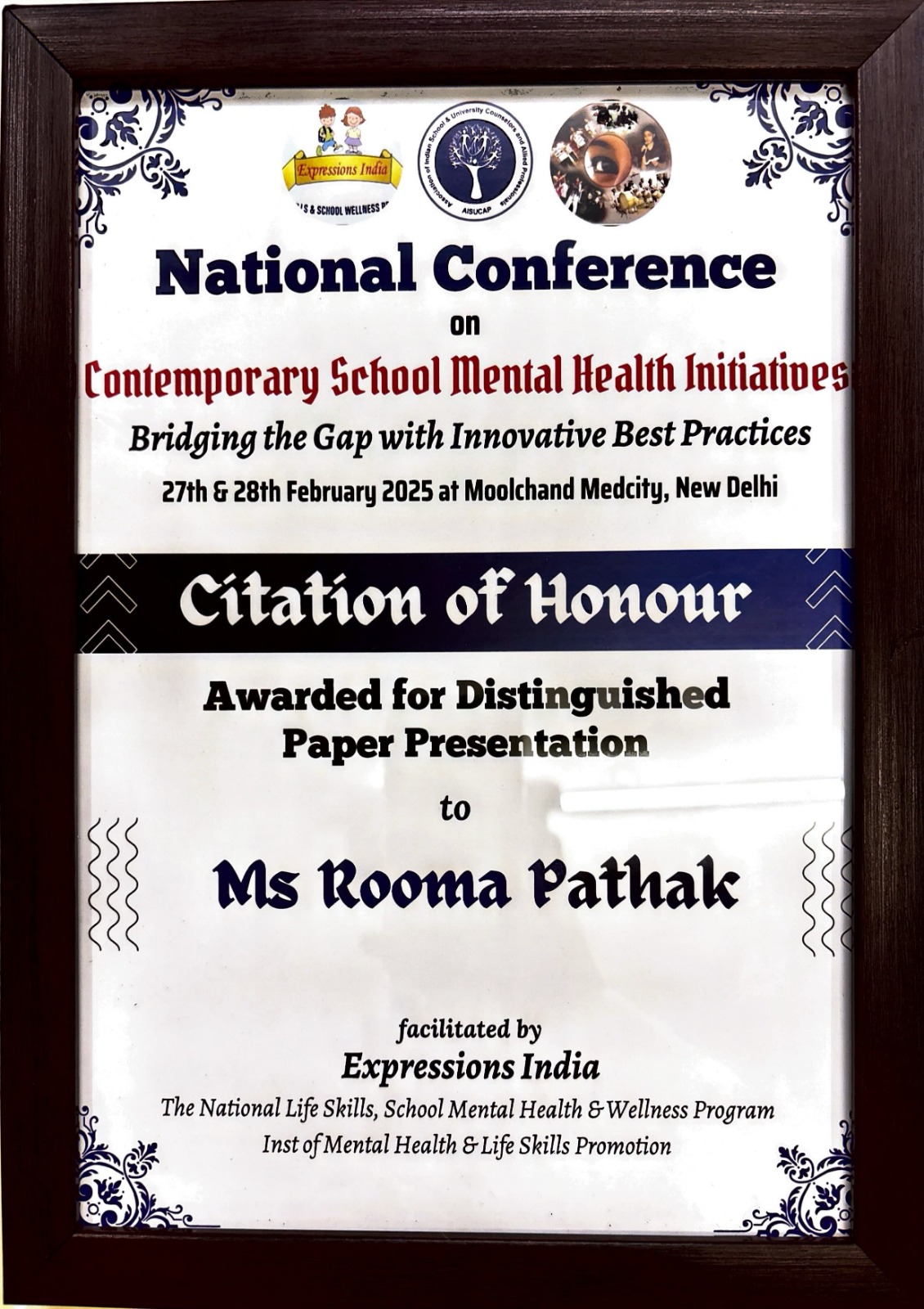 Felicitation of Our Esteemed Principal Ma’am Mrs. Rooma Pathak