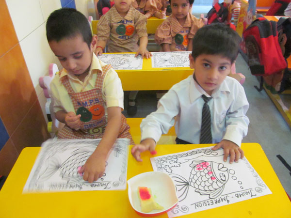 Thumb Printing Activity for LKG and UKG class on 07-04-2015