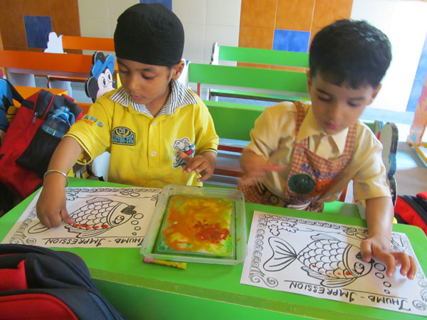 Thumb Printing Activity for LKG and UKG class on 07-04-2015