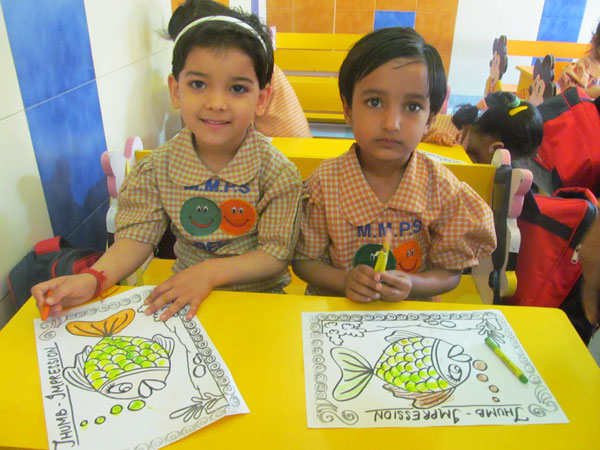 Thumb Printing Activity for LKG and UKG class on 07-04-2015
