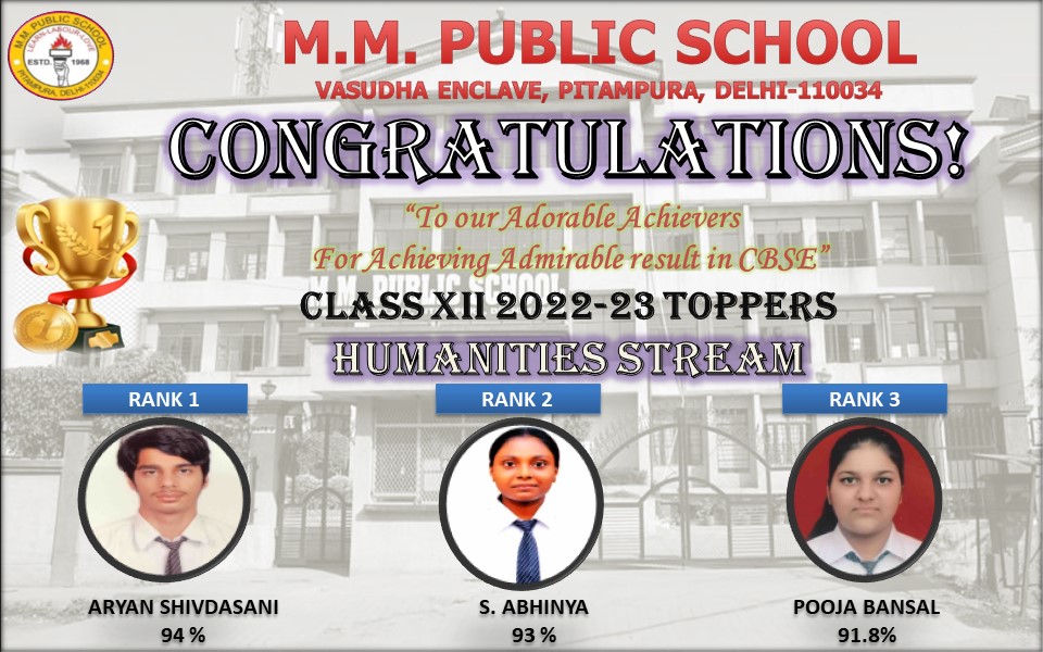 Exemplary result in CBSE Class XII Boards 2022-23.