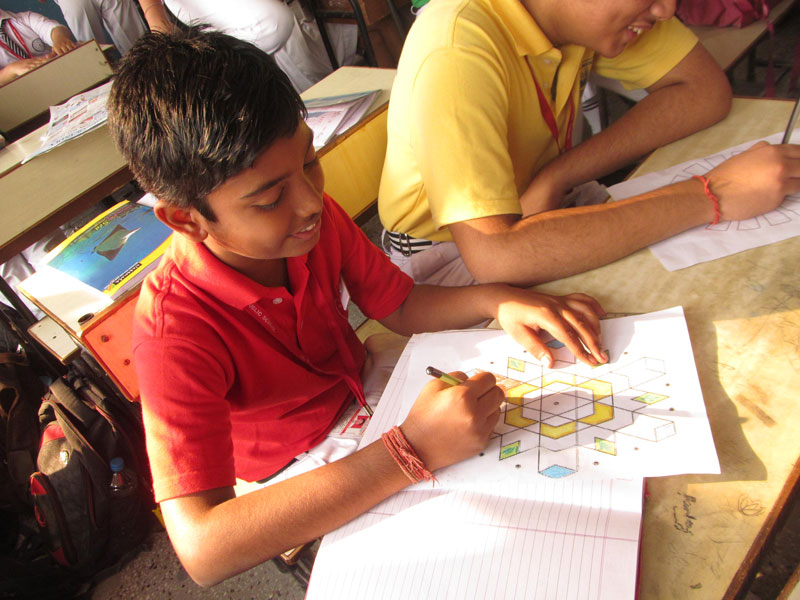 RANGOLI MAKING BY MATHS CLUB ON 18-10-2014