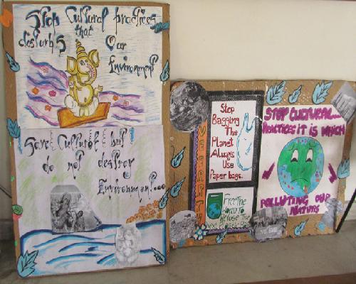 POSTER MAKING ON ENVIRONMENTAL HAZARDS OF VARIOUS CULTURAL PRACTICES BY ECO CLUB ON 18-10-2014