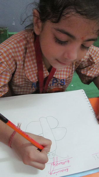 Drawing Butterfly Activity in Pre-primary class