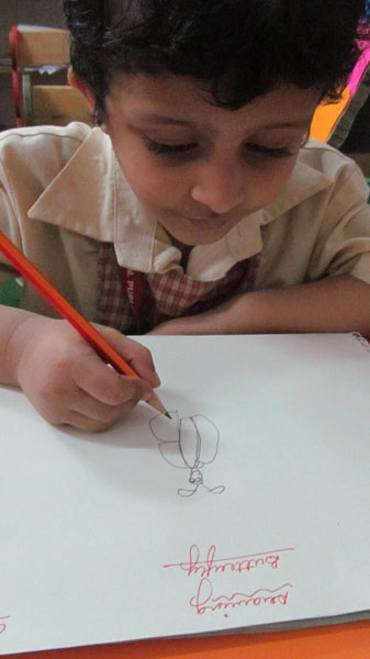 Drawing Butterfly Activity in Pre-primary class