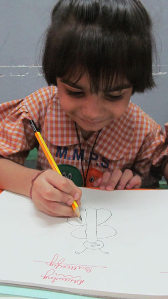 Drawing Butterfly Activity in Pre-primary class