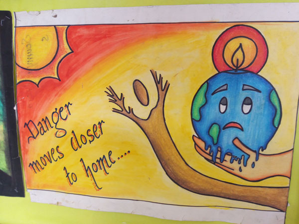 GLOBAL WARMING POSTER MAKING COMPETITION by Art & Craft club