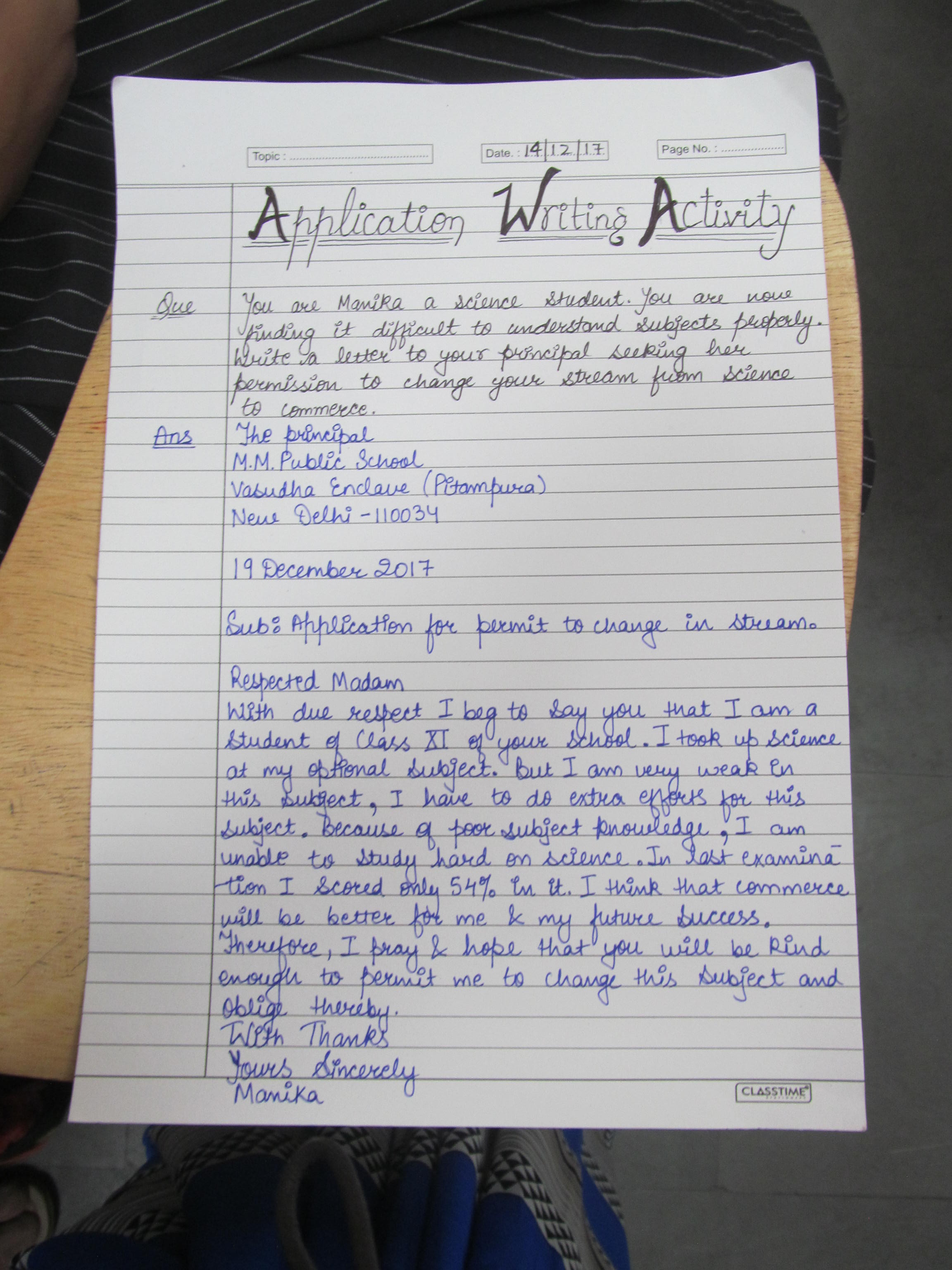 Application Writing activity by English Club