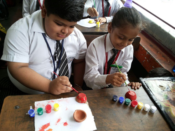 Diyas decoration activity by Art & Craft Club