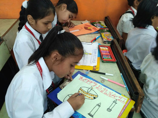 Painting activity on Anti Fire Crackers by Art & Craft club