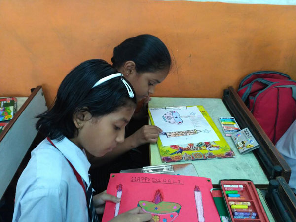 Painting activity on Anti Fire Crackers by Art & Craft club
