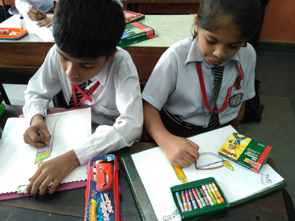 Painting activity on Anti Fire Crackers by Art & Craft club
