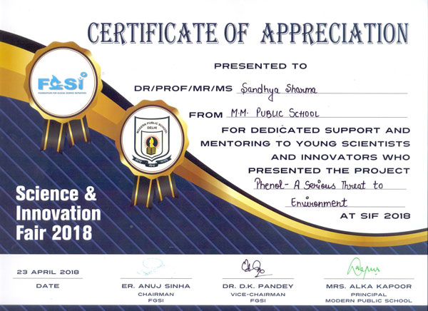 Laurel in Science and Innovation Fair 2018