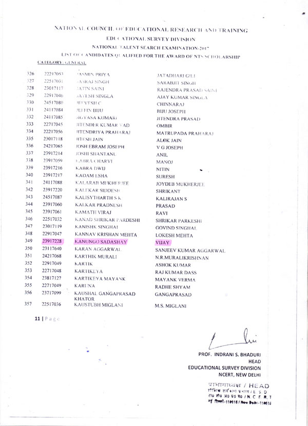 Selection in NTSE Level - II