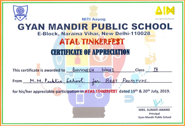 Achievement in Atal Tinkering Fest