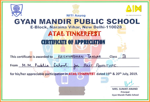 Achievement in Atal Tinkering Fest