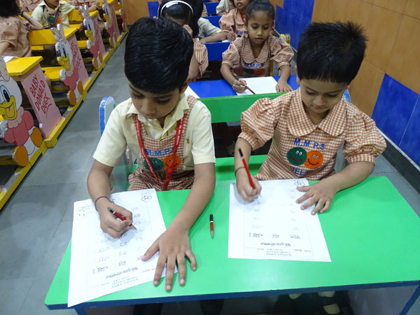Hindi Calligraphy activity by pre-primary