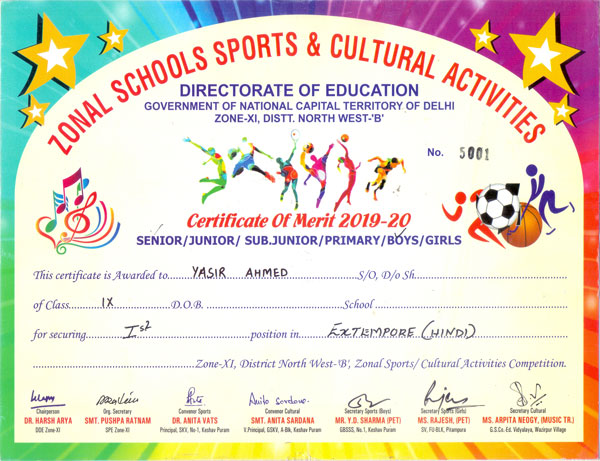 Achievement in Zonal Hindi Extempore