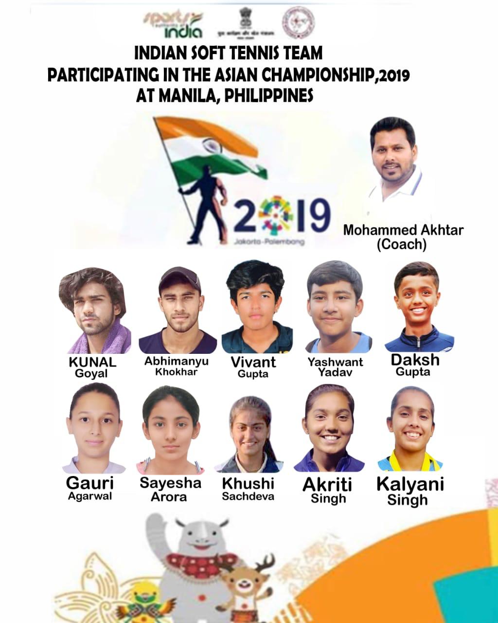 Selection in Indian Soft Tennis Team for participate in 1st Asian Soft Tennis Championship