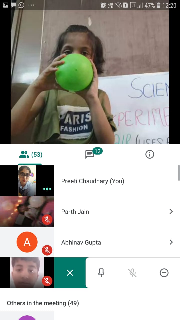 Science experiment on Air by class 2