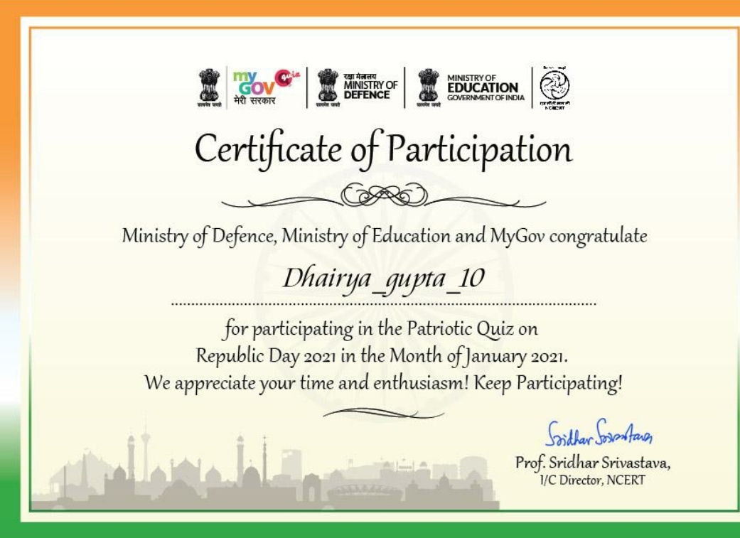 Participation in Patriotic Quiz