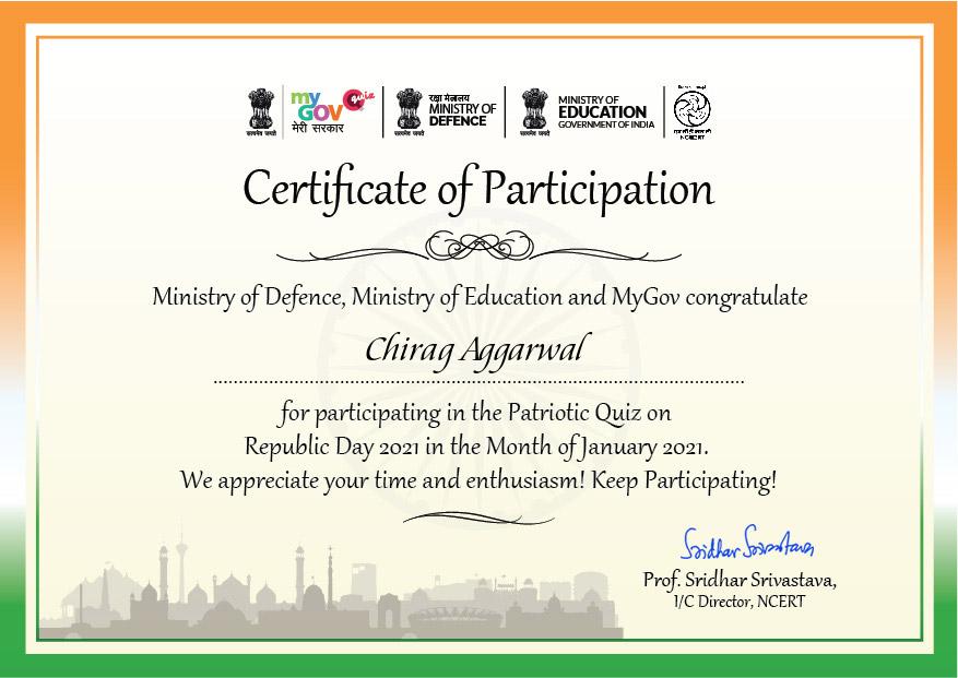 Participation in Patriotic Quiz