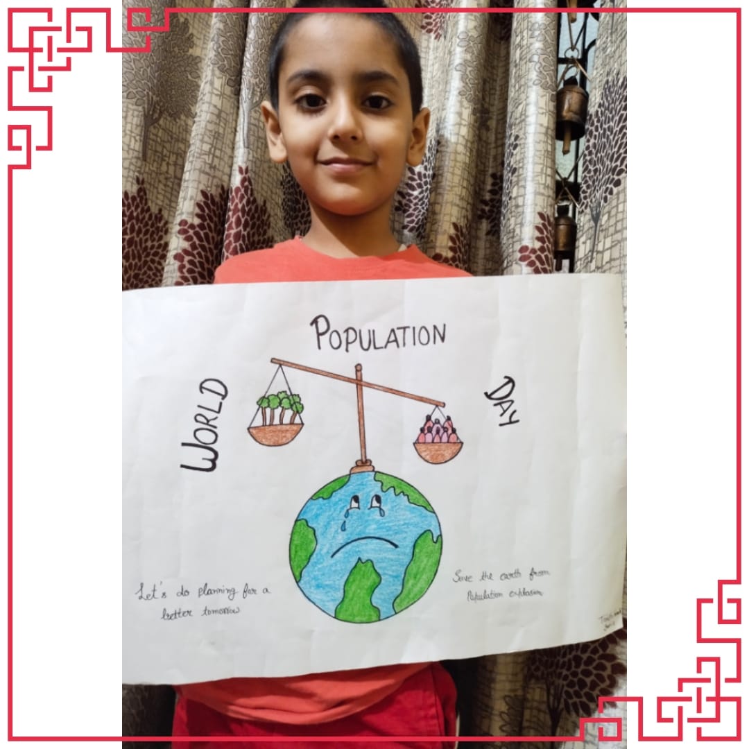 Poster making by students on Population Day