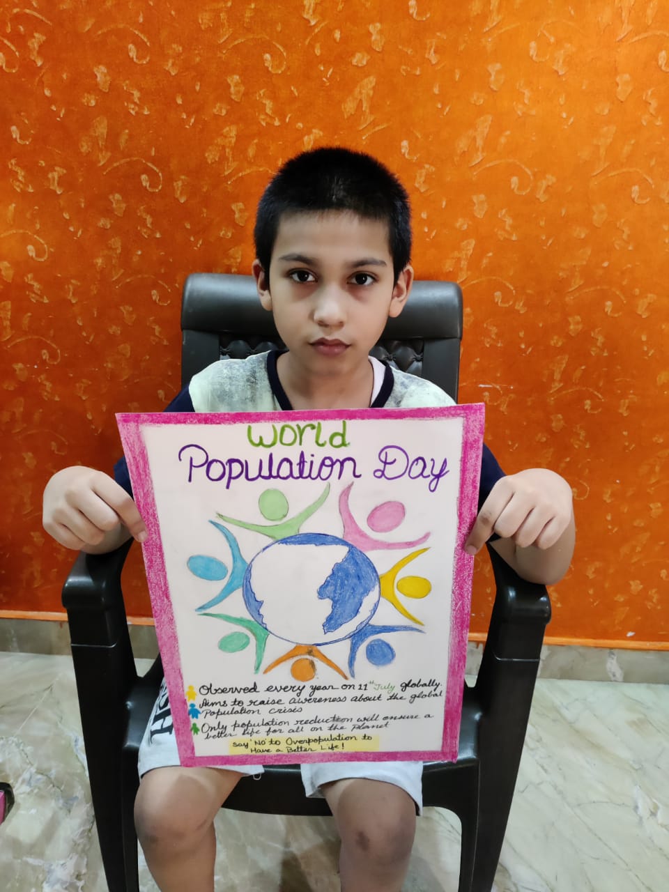 Poster making by students on Population Day