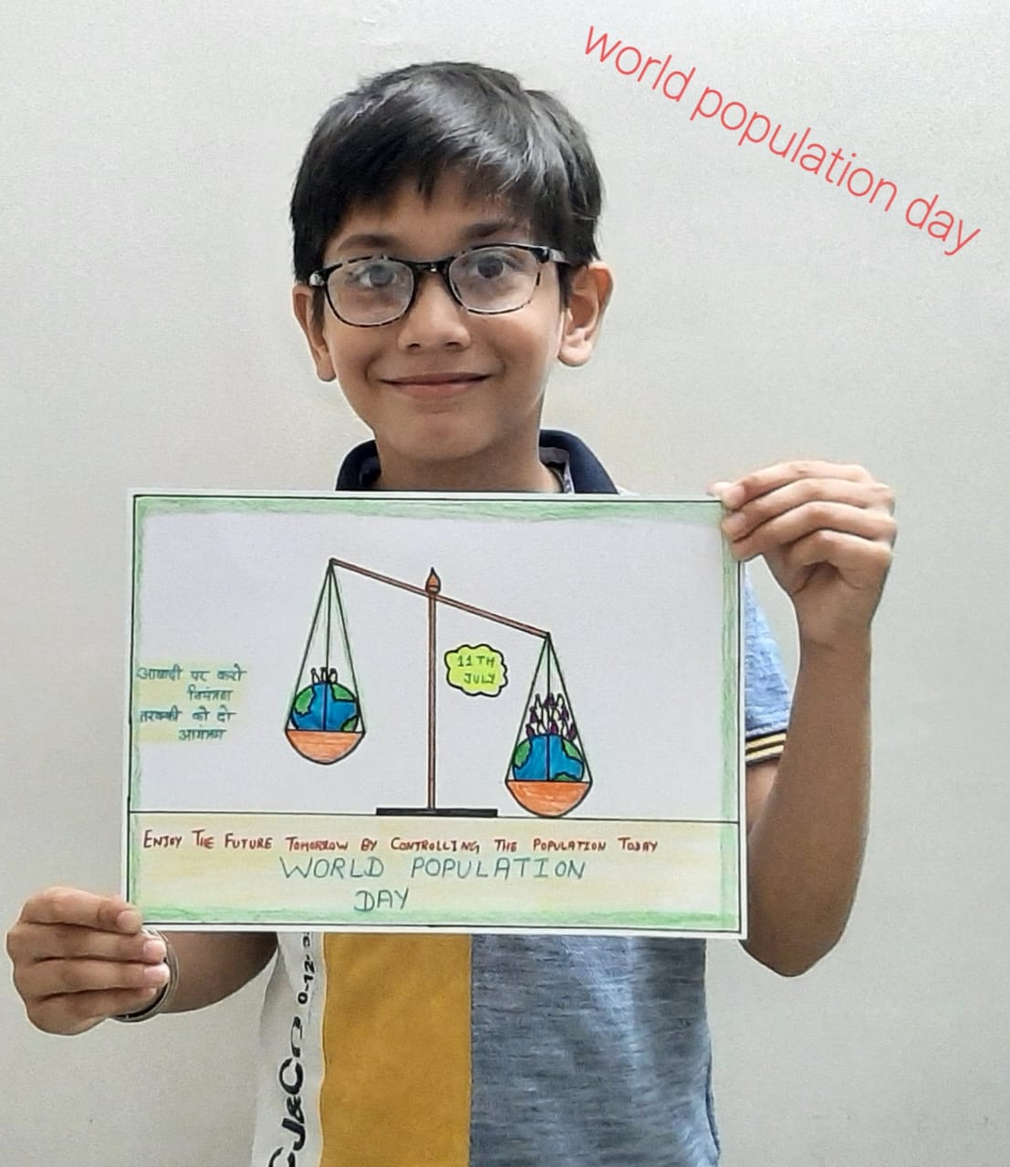 Poster making by students on Population Day