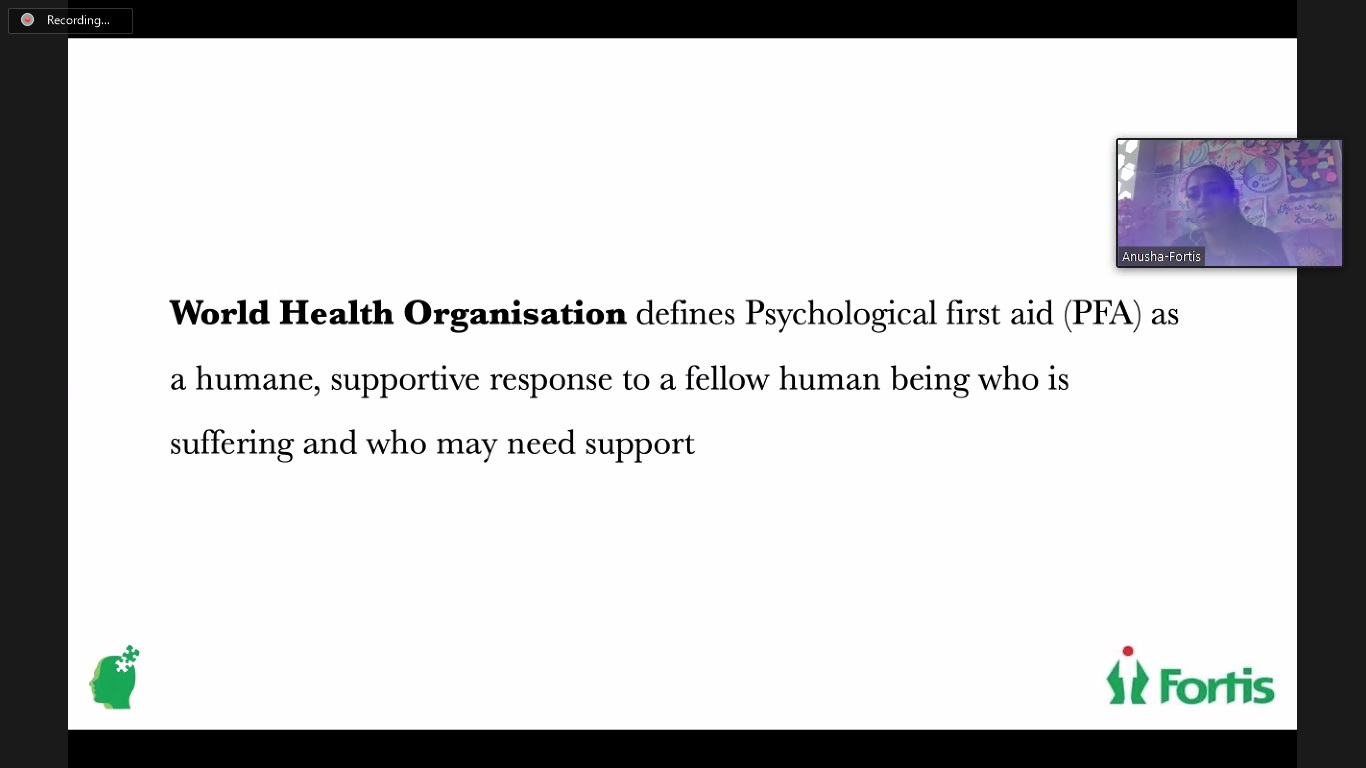 Webinar on Psychological First Aid for Teachers