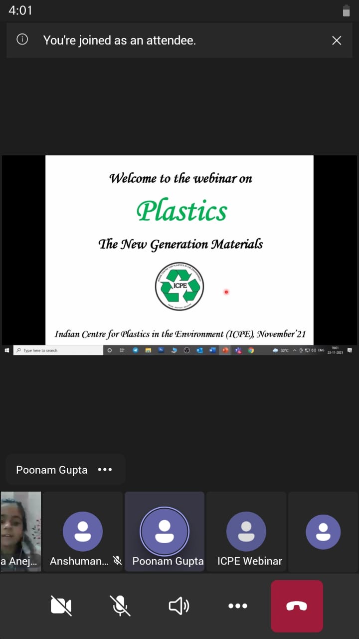 Webinar on 'Plastics – A New Generation'