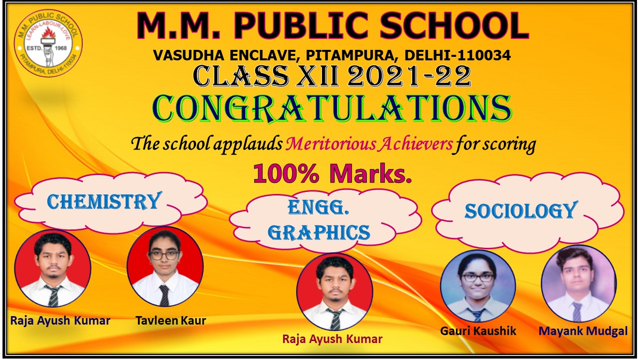 Spectacular Success in CBSE Class XII Board Result 2021-2022