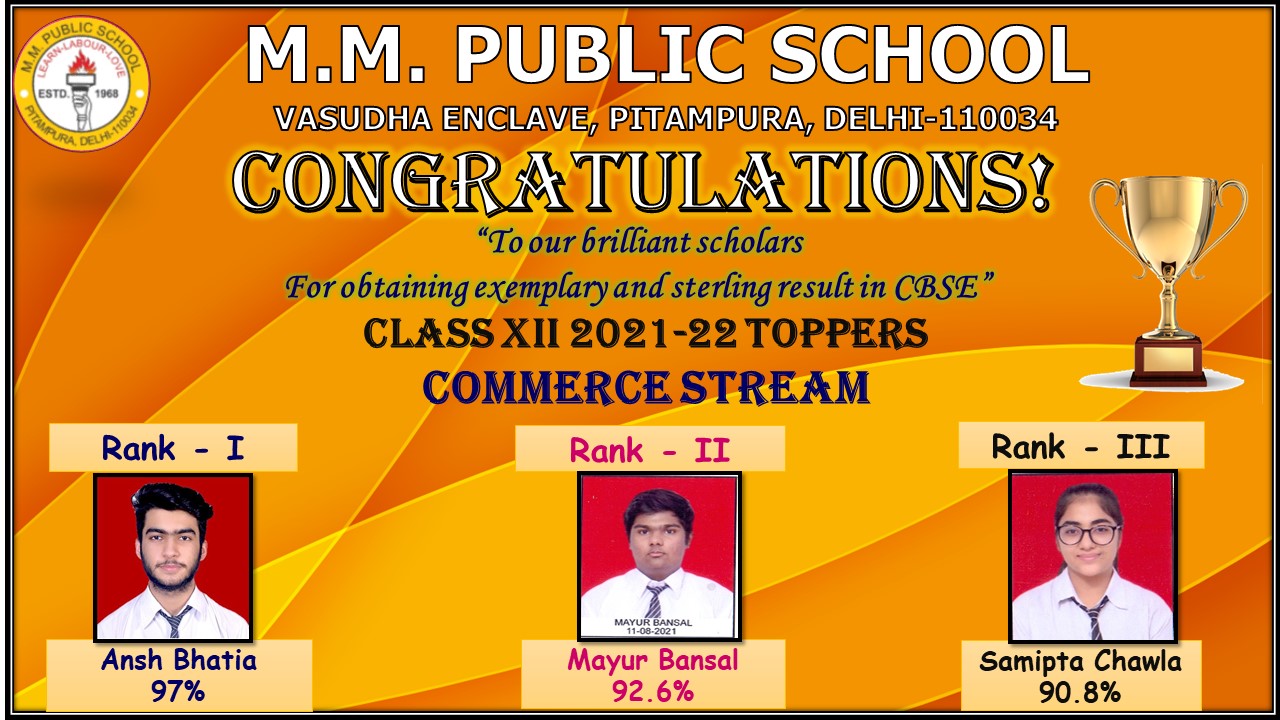 Spectacular Success in CBSE Class XII Board Result 2021-2022