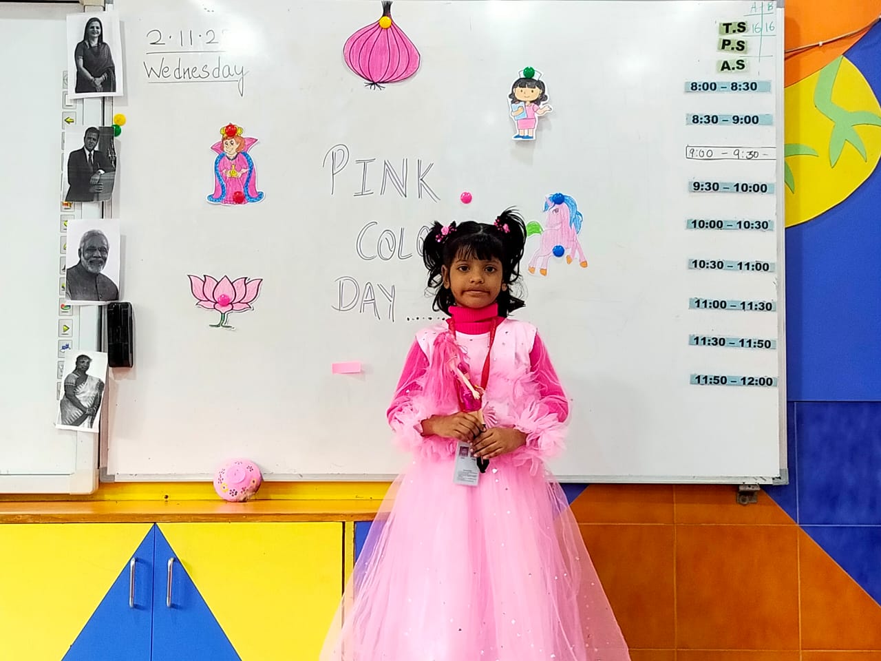 Brown and Pink Colour Day Celebration by pre-primary kids