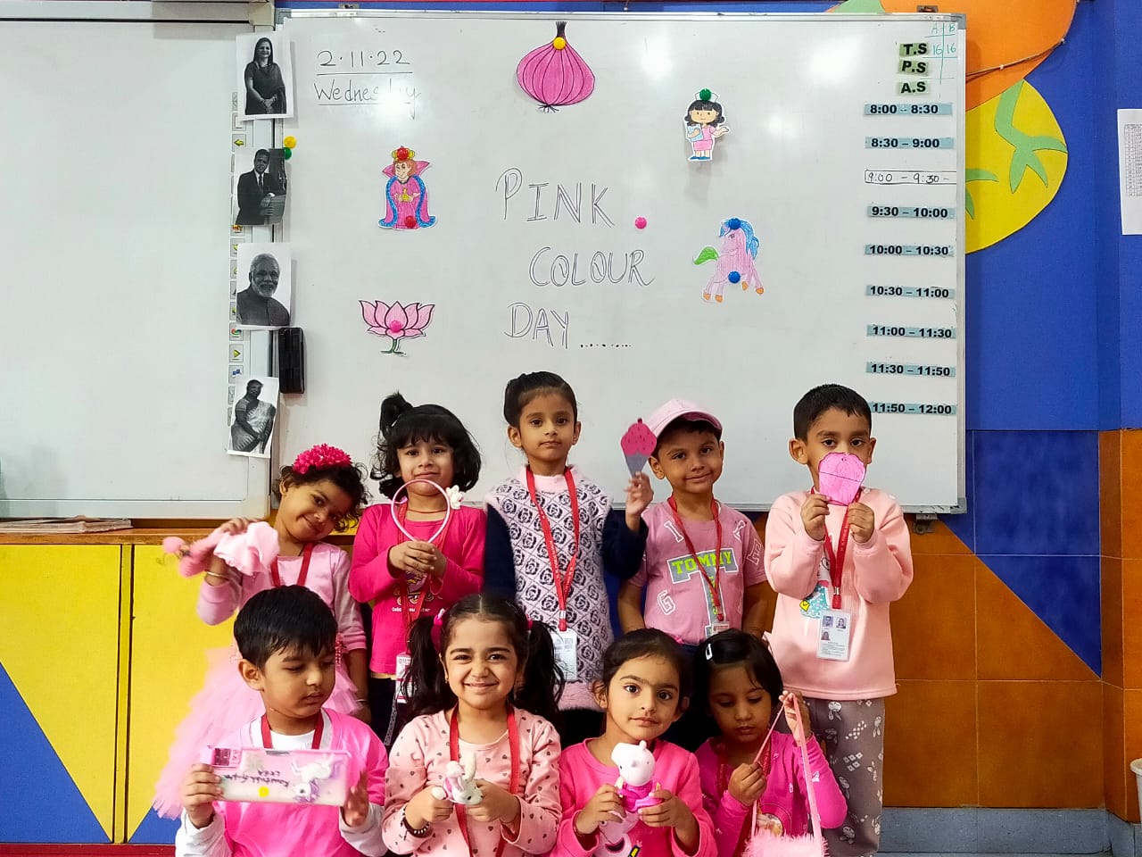 Brown and Pink Colour Day Celebration by pre-primary kids