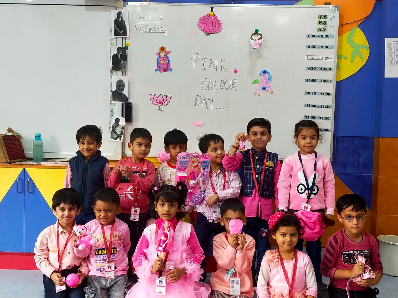 Brown and Pink Colour Day Celebration by pre-primary kids