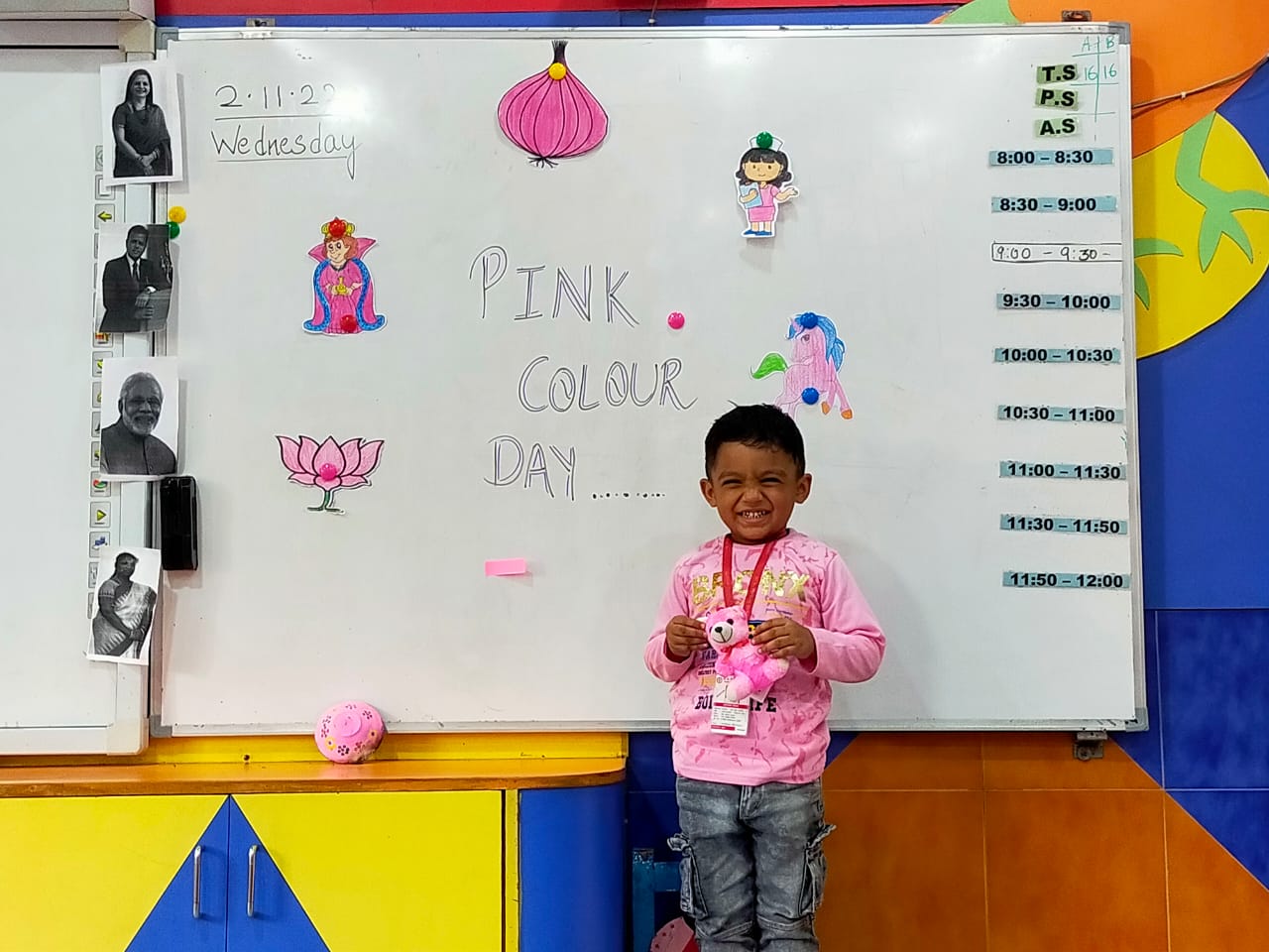 Brown and Pink Colour Day Celebration by pre-primary kids