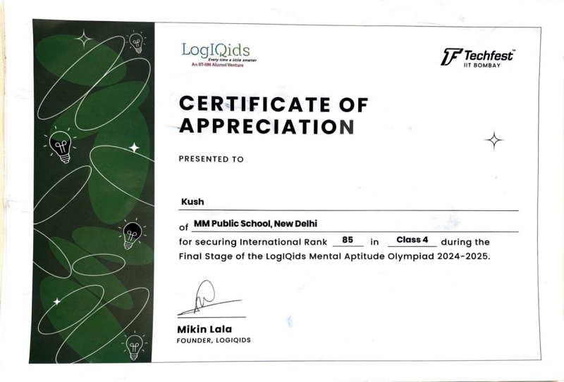 LOGIQIDS Mental Aptitude Olympiad Winners