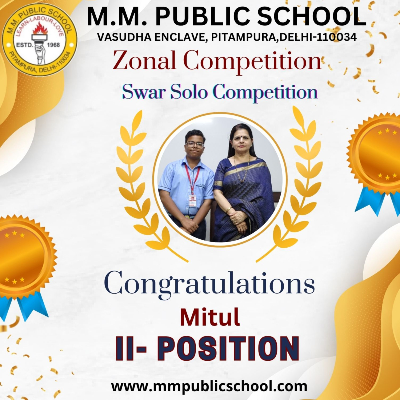Achievement in Instrumental Swar Solo Competition at Zonal Level