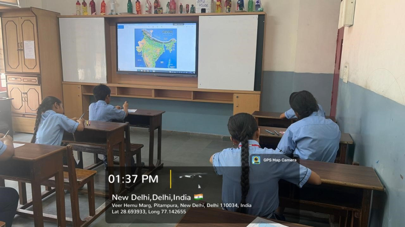 भारतीय भाषा (भौतिक मानचित्र द्वारा संस्कृत में जानकारी)