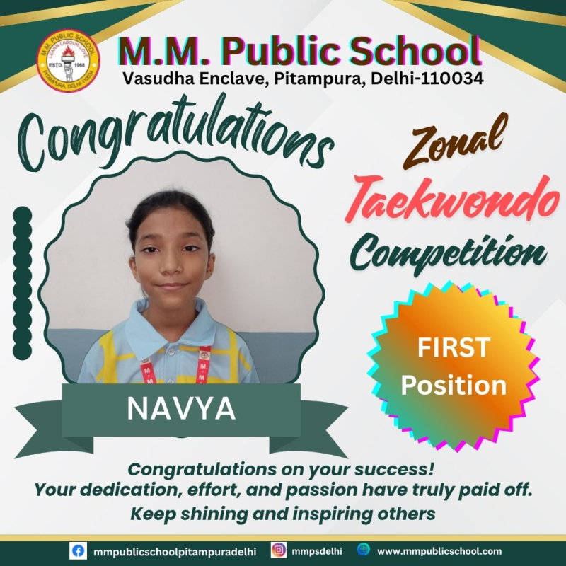First Position in Taekwondo Zonal Competition