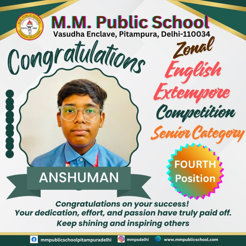 Outstanding Performance in Zonal English Extempore Competition