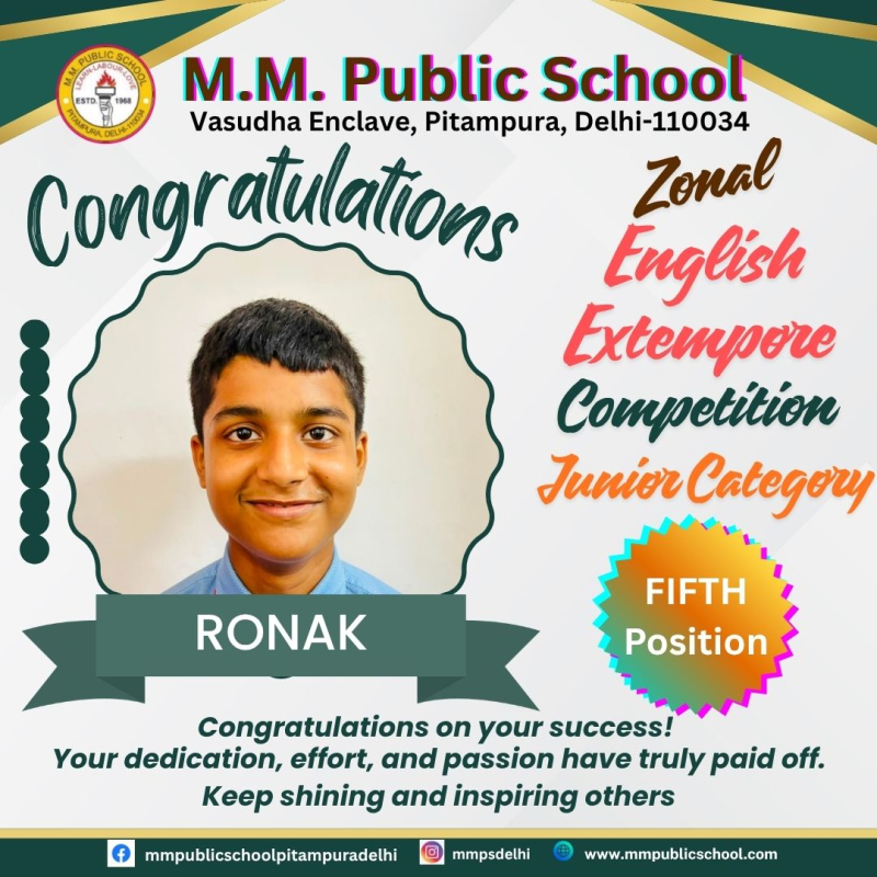 Outstanding Performance in Zonal English Extempore Competition
