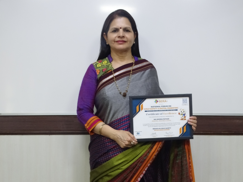 Hon’ble Principal Mrs. Rooma Pathak Felicitated with the SeraPlus Child Safety Excellence Award