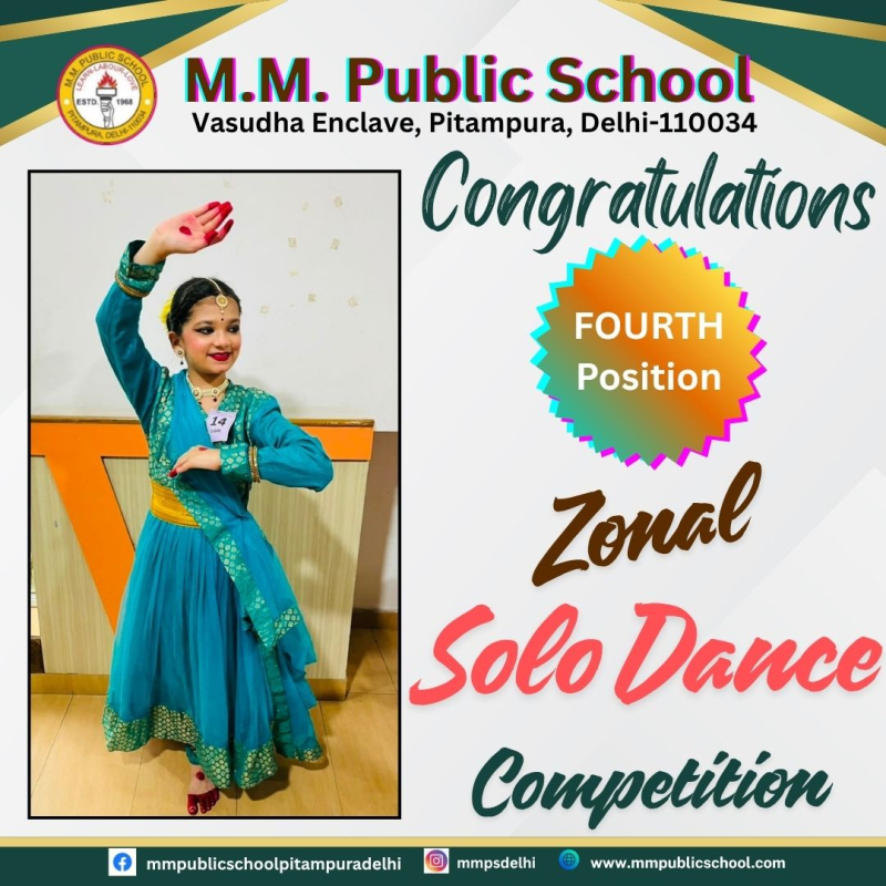Marvelous Achievement in Zonal Solo Classical Dance Competition