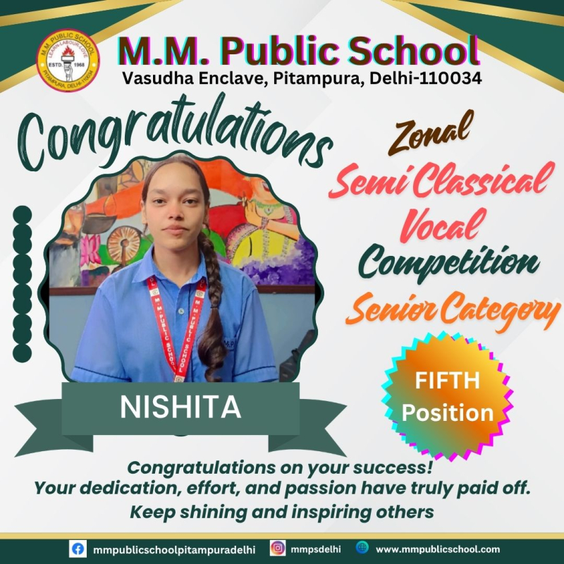 Remarkable position at Zonal level Classical Music Competition
