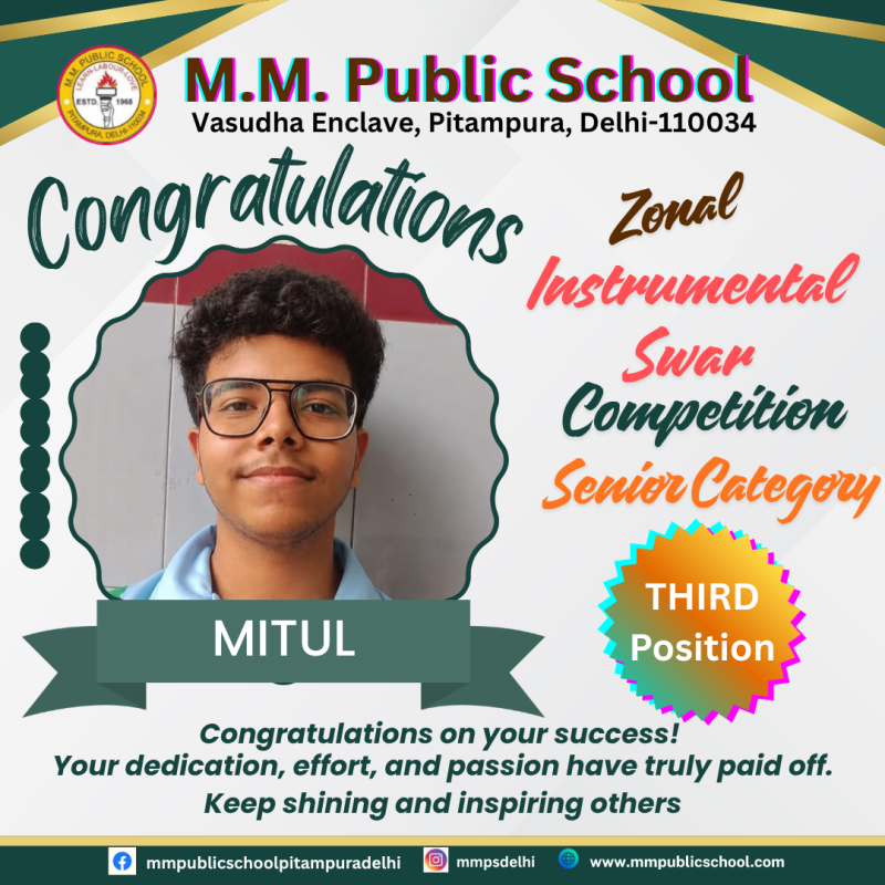 Magnificent Performance in Instrumental Swar at Zonal Competition