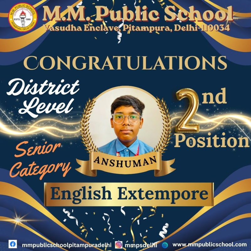 Outstanding Performance in District English Extempore Competition