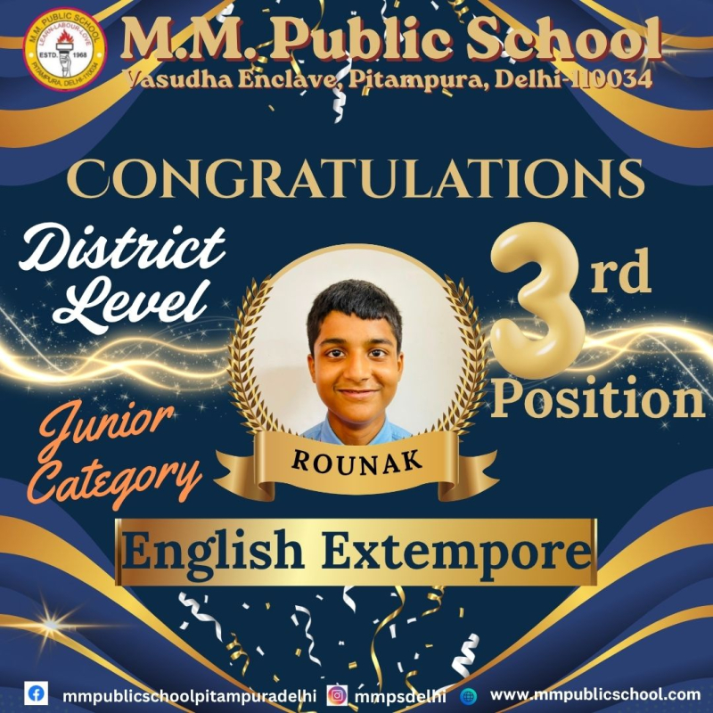 Outstanding Performance in District English Extempore Competition